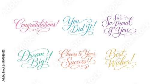 Elegant calligraphy phrases for congratulations, success, and best wishes