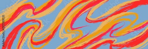 Slika na platnu Fluid abstract waves in blue and brown hues, blending smooth undulations like de