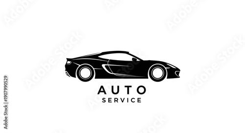 Sleek Black Sports Car Silhouette Logo Design.