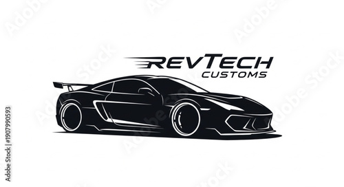 Sleek Black Sports Car Silhouette with Customization Text.