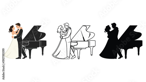 Couple dances by a grand piano in three different styles.