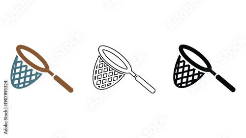 Three different styles of a butterfly net are shown.