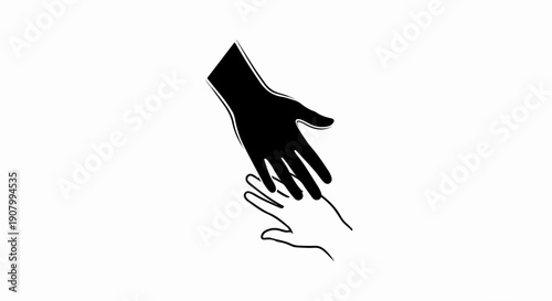 Two hands, one black and one white, reaching to connect