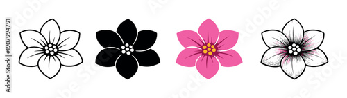 Unique glowing flower among black and white floral design