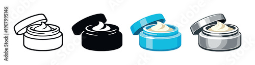 Variety of cosmetic cream containers on gradient background