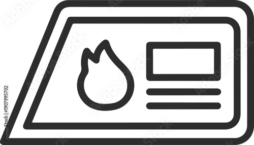 Flammable warning sign icon line art illustration