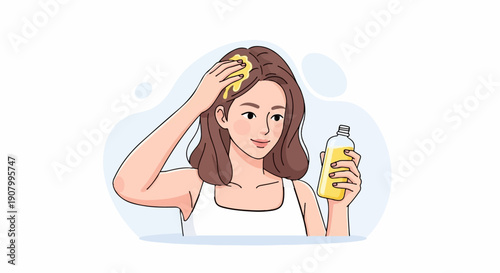 Woman applying hair oil