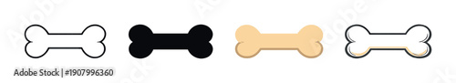 Glowing bone icon among black and white icons on gradient background