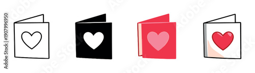 Glowing red heart card among monochrome cards with heart designs