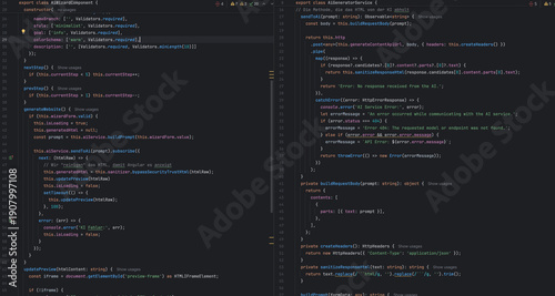 Fotografie TypeScript source code , web development and programming concept,Software comput