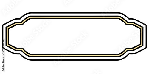 Elegant decorative frame with black and gold borders, vector