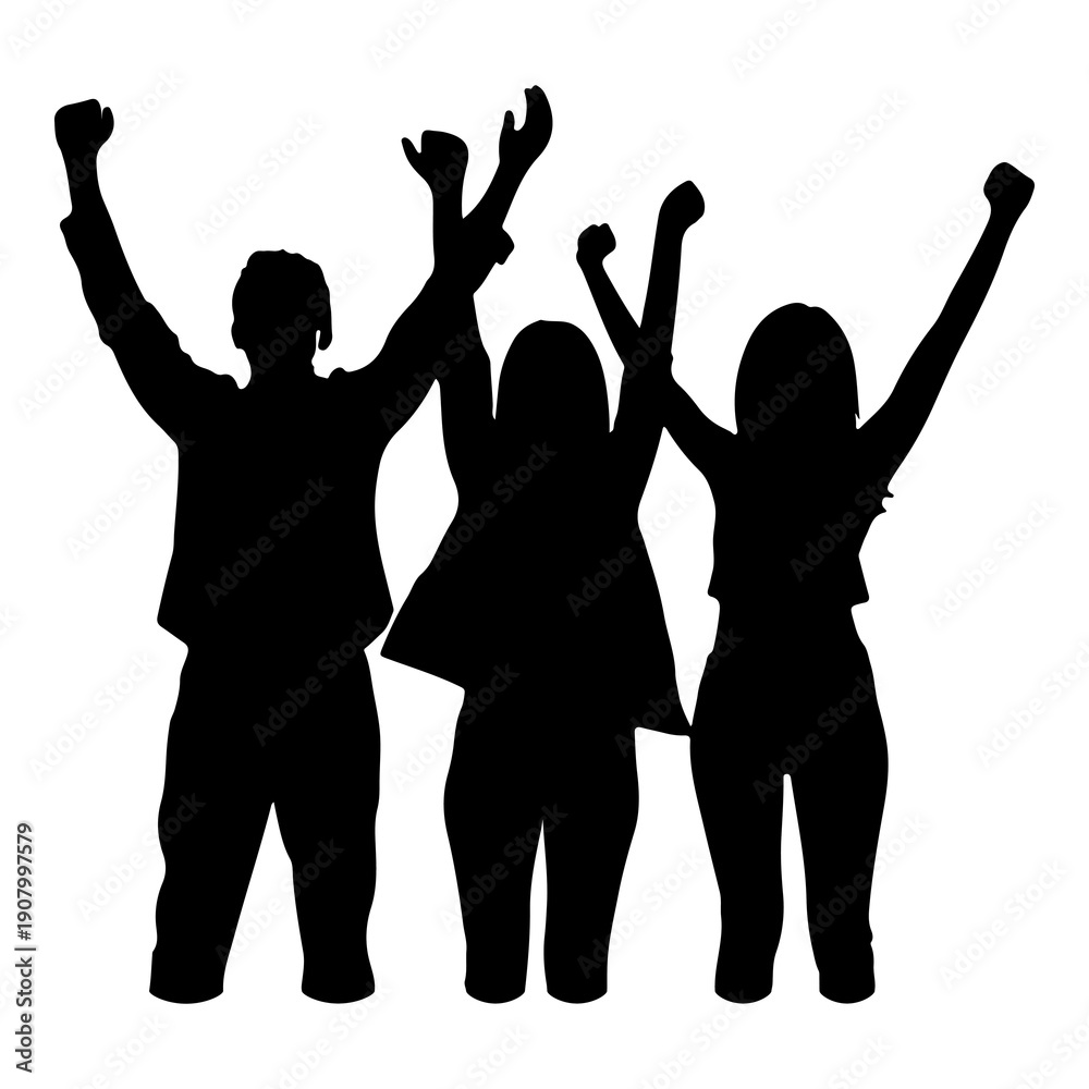 Fototapeta premium PNG Three people silhouette cheerful adult.