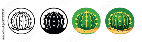 Glow and shadow: artistic cactus symbol with illuminated and dark variants