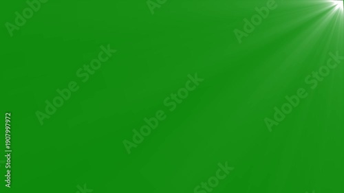 White light beams on green screen background. Overlay, light transition, effects sunlight, lens flare, light leaks. 4k video.