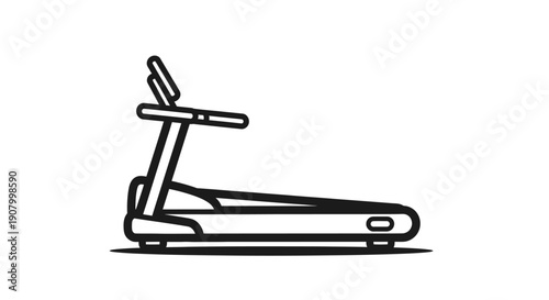 Simple black and white illustration of a treadmill.