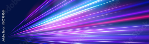 Foto Futuristic neon lines twist and overlap, creating depth and visual motion