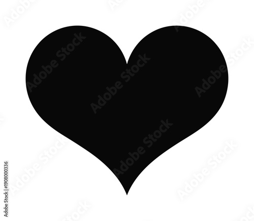 Large black heart shape vector icon on a white background is shown here clearly