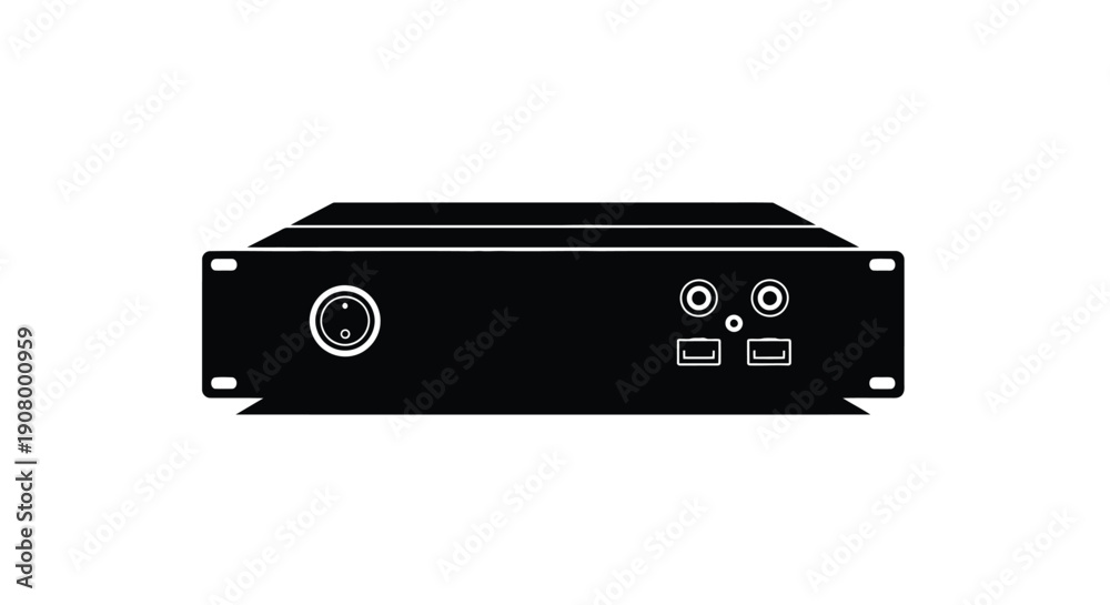Obraz premium Black audio amplifier device with multiple input and output ports