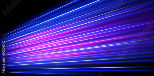 Electric neon streams curve and twist, forming a futuristic motion path. Bright highlights pulse along trails. Ideal for digital art and vector.