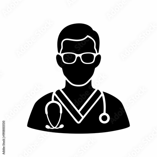 Professional Doctor or Medical Practitioner Silhouette Icon