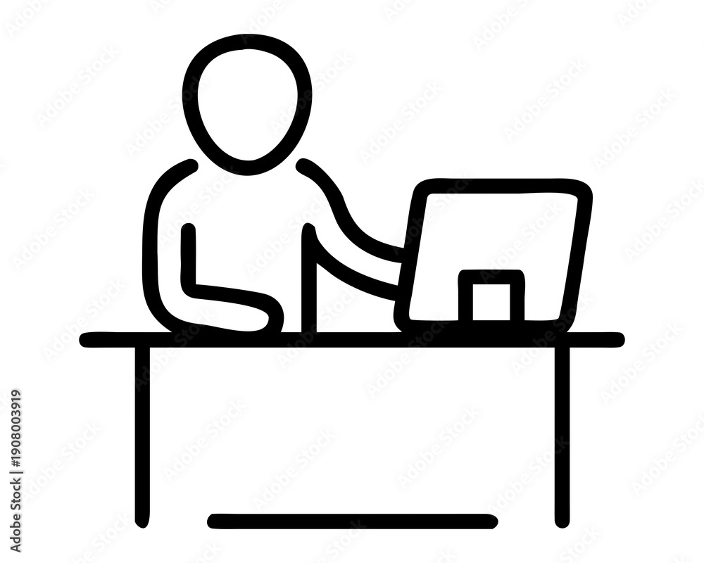 Fototapeta premium Office Employee Working on Desktop Icon