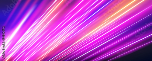 Glowing particle streams ripple diagonally, creating a sense of acceleration. Bright highlights shimmer along trails. Designed for futuristic digital vector.