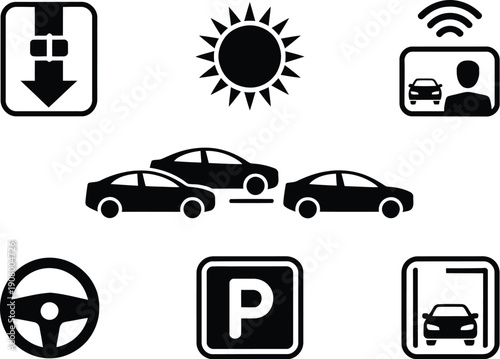 Black and White Minimalist Car Illustration – Clean Linear Vehicle Outline for Automotive Branding and Modern Graphic Design