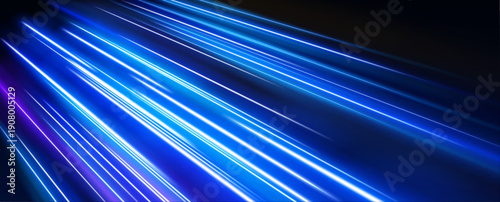 Foto Dynamic glowing arcs flow across a dark space, forming loops of motion and intensity