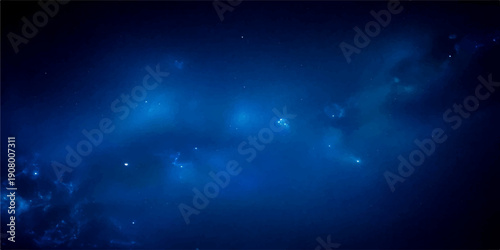 A dark blue underwater world loop glows like a cosmic nebula map, where bubbles rise through deep water under a bright moon and starlit sky to create a motion art scene in the galaxy