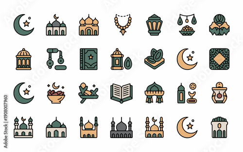 Festive Icon Collection: A vibrant assortment of icons capturing the essence of religious celebrations. A perfect resource for design and informational needs.