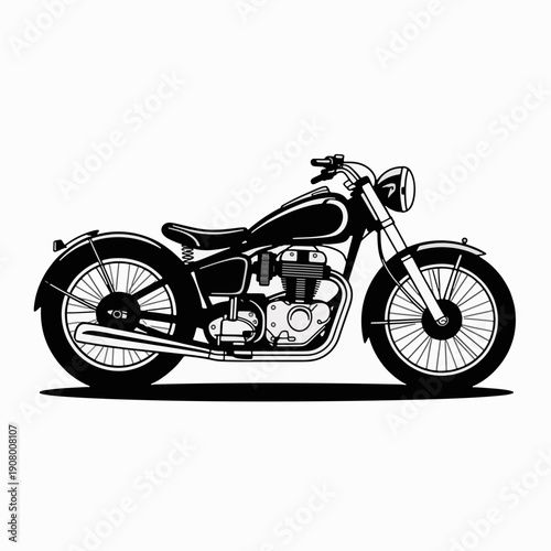 Vintage Motorcycle Illustration: An illustrative portrayal of a classic motorcycle, designed with bold lines, inviting viewers to a journey through the essence of motorcycling culture.