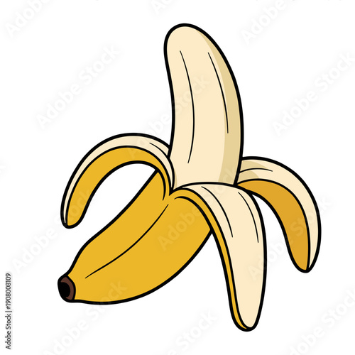 Peeled Banana: A bright, cheerful peeled banana, perfectly ripe and ready to enjoy, showcasing its smooth, creamy fruit.