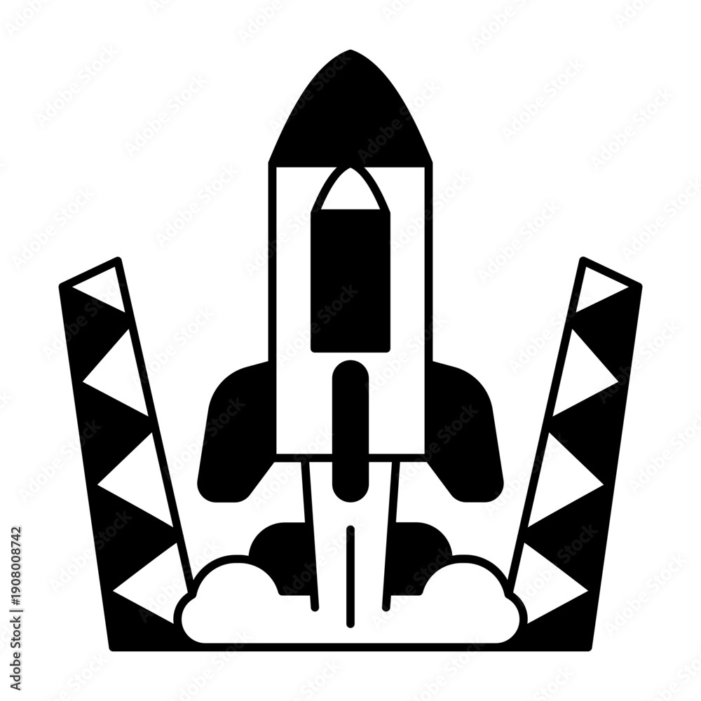 Fototapeta premium Launch space plane icon