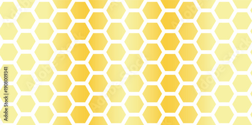 Honeycomb golden pattern with hexagon mesh. Seamless hexagon pattern with honeycomb grid texture. Background with geometric mesh lines. Vector illustration for modern tech designs, repeating surfaces