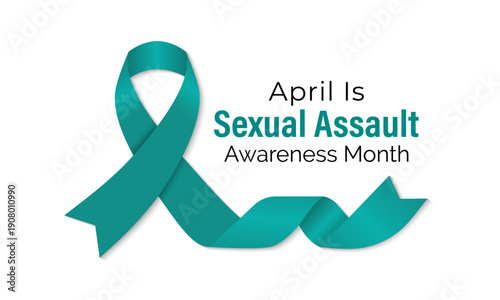 Vector illustration of Sexual Assault Awareness Month in April, an annual campaign promoting education and prevention of sexual violence. Banner poster, flyer and background design template.