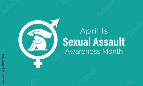 Vector illustration of Sexual Assault Awareness Month in April, an annual campaign promoting education and prevention of sexual violence. Banner poster, flyer and background design template.
