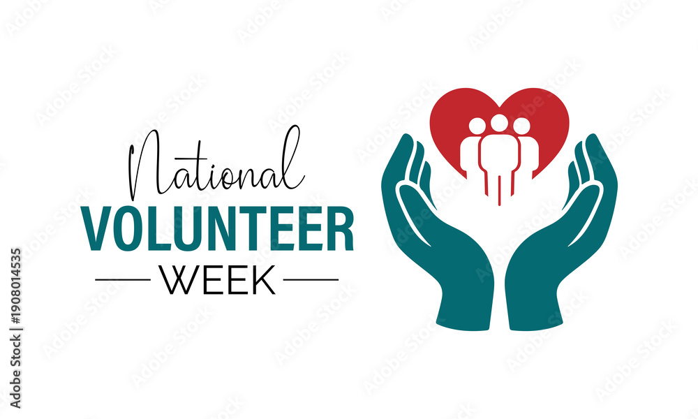 Obraz premium Volunteer appreciation concept design showing unity, care, and support through simple human icons and heart symbols.