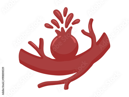 Hand Drawn Ruptured Aneurysm Blood Vessel
