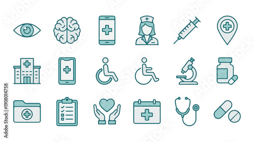 Medical and Healthcare Line Icons Set. Health, Medicine, and Wellness Symbols