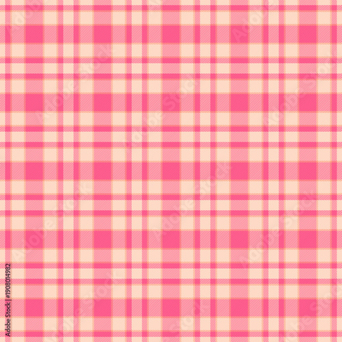 Buffalo vector pattern texture, rustic seamless textile background. Identity check tartan plaid fabric in red and peach puff colors.