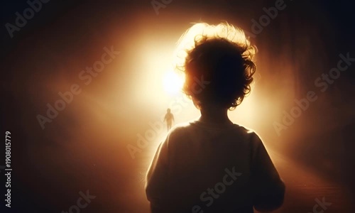The child runs towards the light at the end of the tunnel.