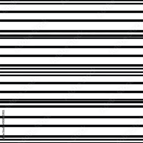 Seamless pattern with horizontal black lines of varying thickness on a transparent background