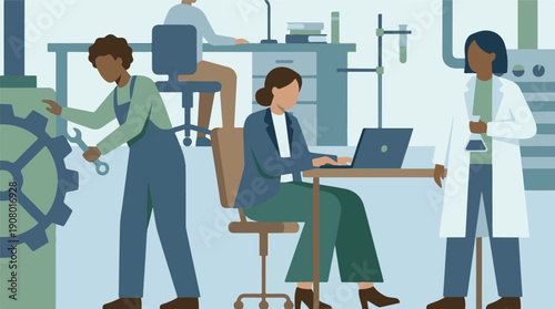 Professionals Working Across Diverse Industry, Science, and Business Sectors