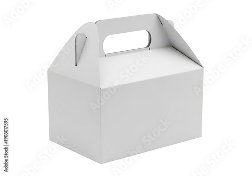 A blank white gable top takeout box ideal for mockups on transparent background