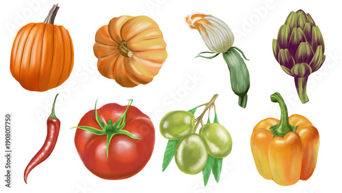 Vegetables Set Illustration Isolated on Transparent Background