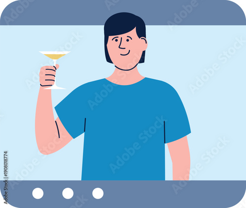 Online party in video chat. Corporate team meeting