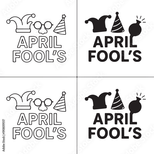 Isolated april fools banner template, april fools banner silhouette icon, prank party banner icon, celebration symbol, minimal vector, outline solid style, isolated white background