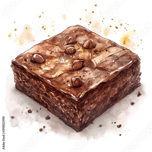 Brownie, semi-realistic fantasy design, magical atmosphere, watercolor painterly illustration, white background