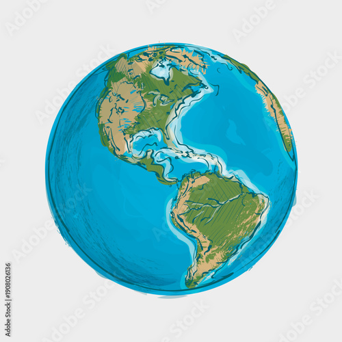 Colorful cartoon illustration of planet Earth