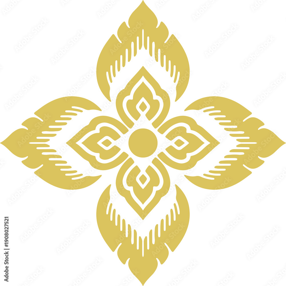 Obraz premium Thai Art traditional asian luxury line art Decorative lai Thai Pattern flat Illustration element graphic design Thai Floral Pattern